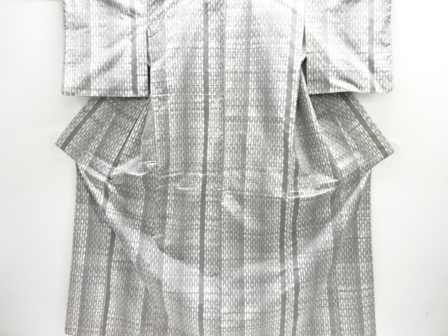 変わり縞模様織り出し手織り節紬着物